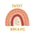 Sweet dreams. cartoon rainbow, hand drawing lettering. Colorful vector illustration, flat style. Royalty Free Stock Photo